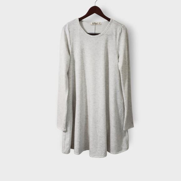 Three Bird Nest Jake Long Sleeve Crewneck Jersey Dress Gray Heather Sz Medium - Picture 2 of 13